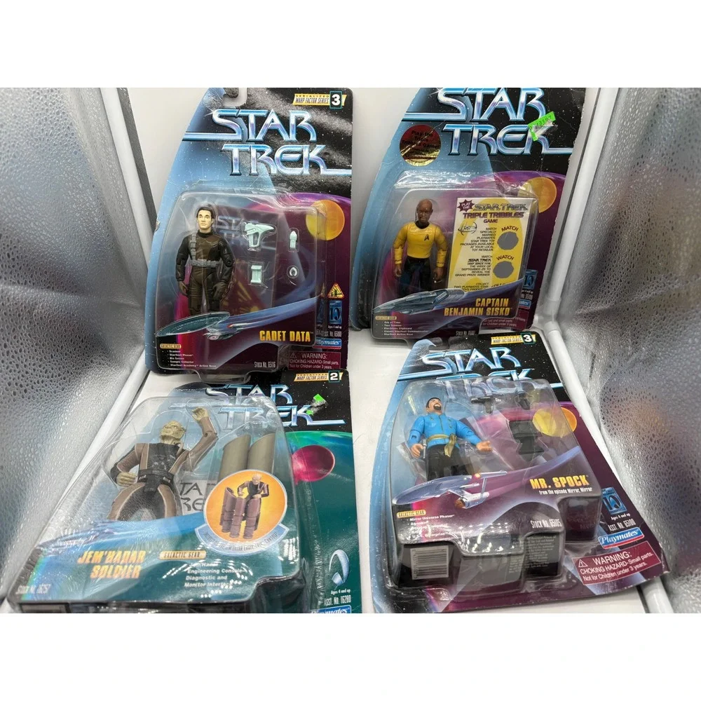 Star Trek Playmates Warp Factor Figure Lot: Cadet Data, Sisko, Spock, Jem'Hadar - Picture 1 of 9